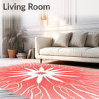 Radiant Geometric Starburst Coral Pattern Rug
