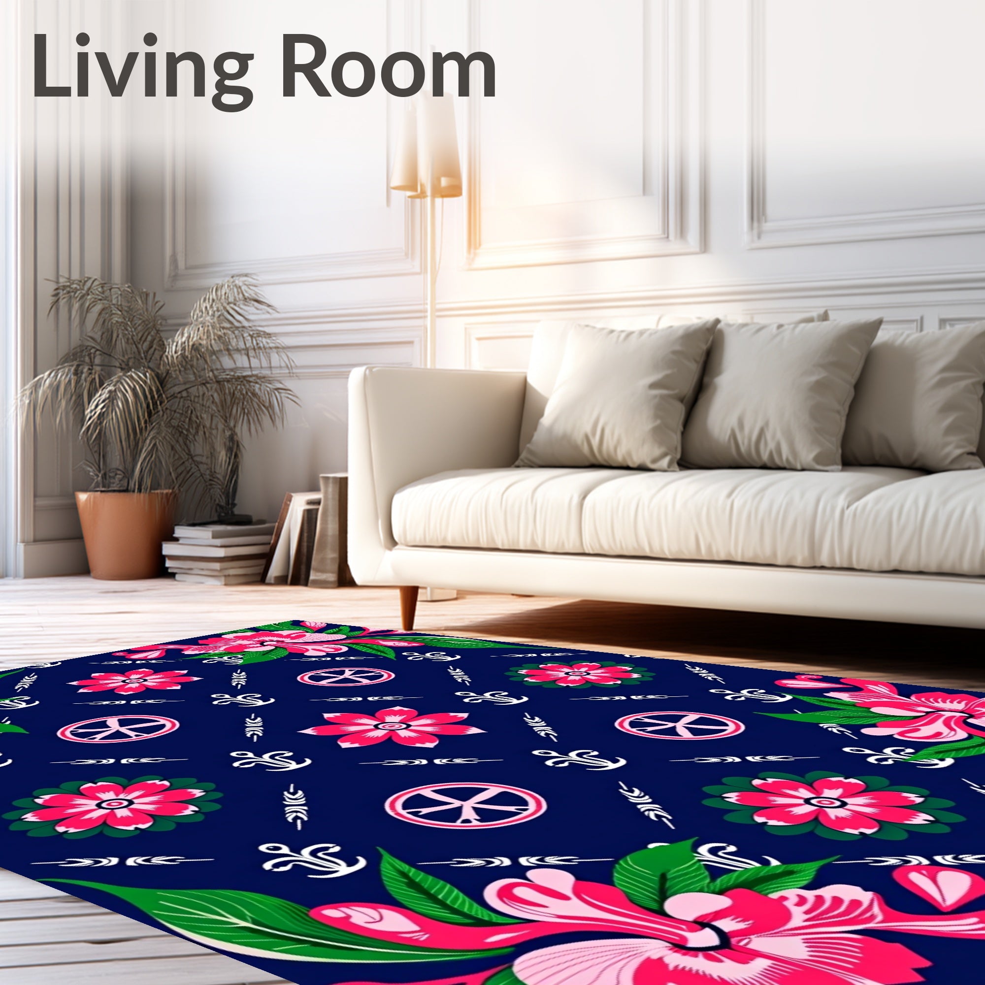 Floral Print With Unique Motif Design Rug