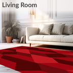 Bold Red Geometric Cubes Design Rug