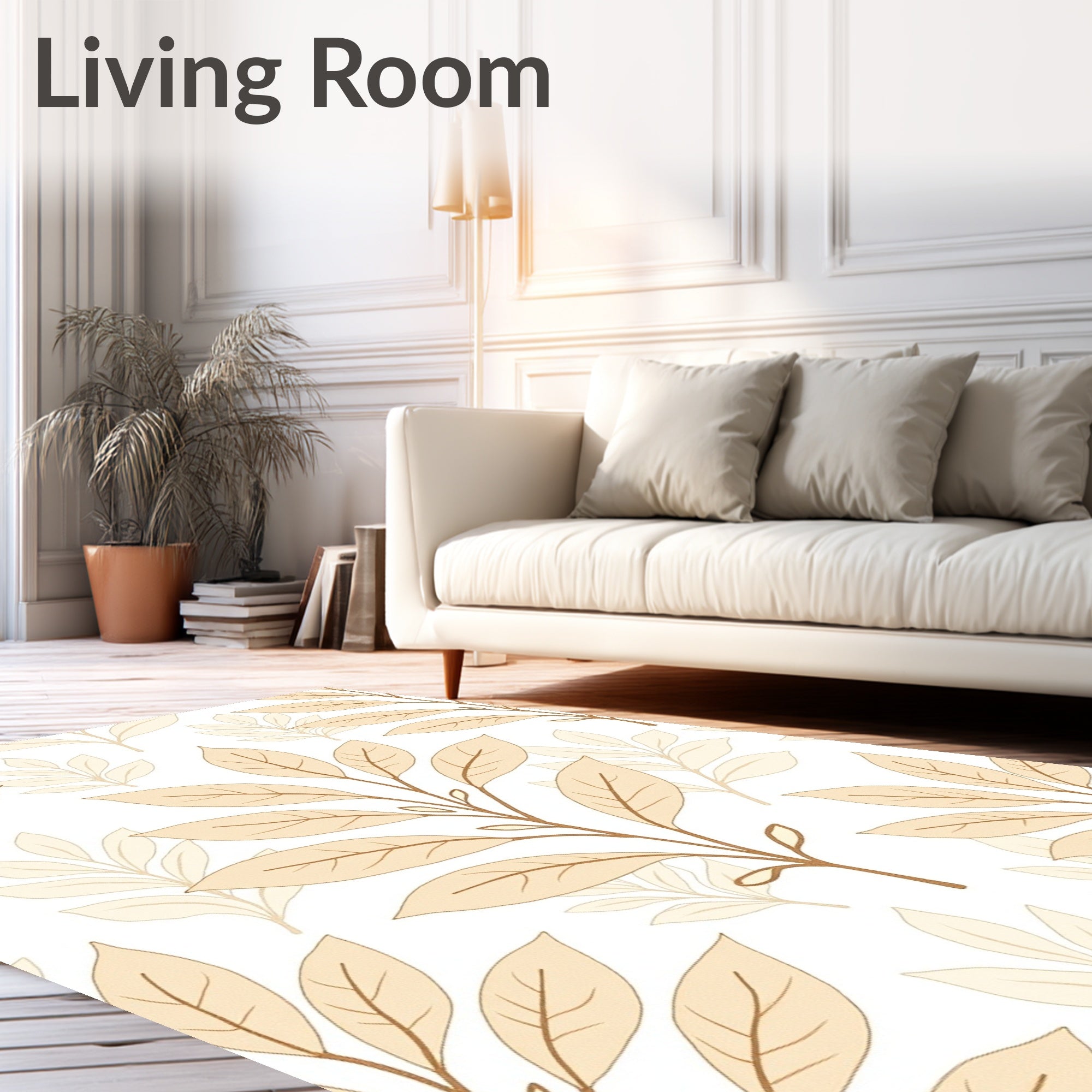 Organic Leaf Branch Neutral Pattern Rug