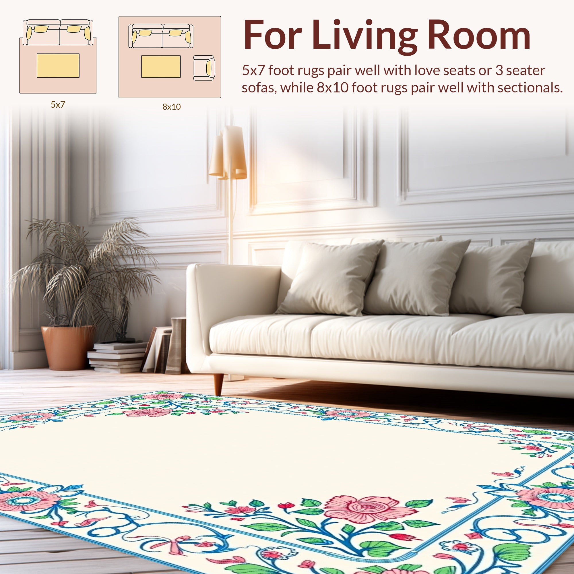 Vintage Floral Foliage Scroll Rug