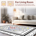 Geometric Maze with Red Blue Accents Rug