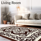 Intricate Floral Design With Dark Accents Rug