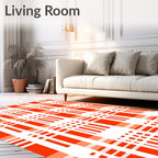 Bright Orange White Plaid Pattern Rug