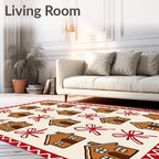 Gingerbread House Bow Pattern Design Rug