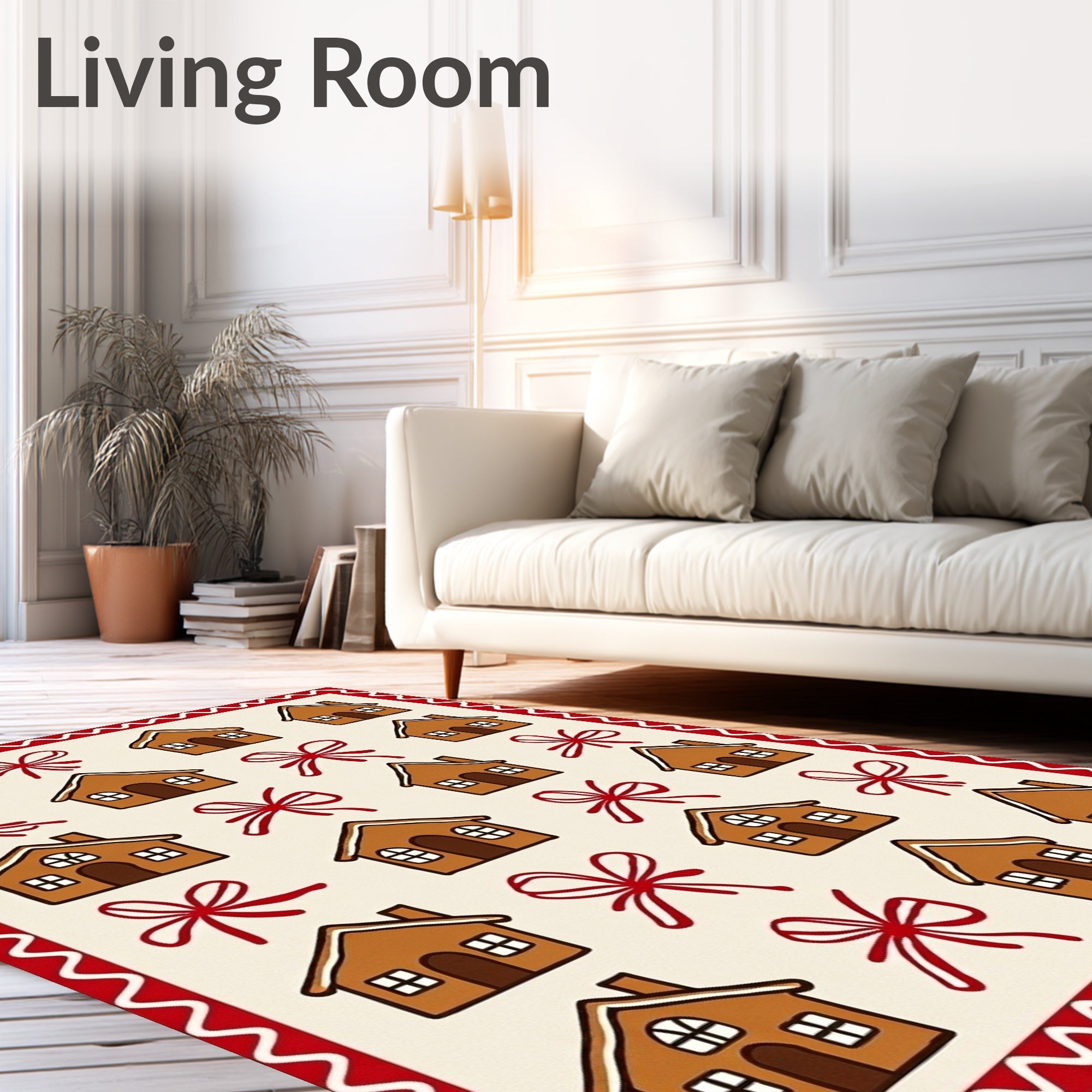 Gingerbread House Bow Pattern Design Rug