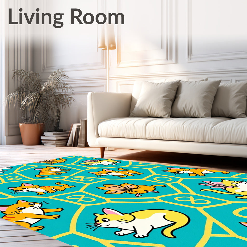 Cute Cat Symbol Mosaic Pattern Rug