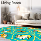 Cute Cat Symbol Mosaic Pattern Rug