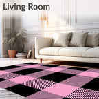 Pink Black Buffalo Check Plaid Rug