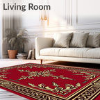 Ornate Gold Floral Motif Rug