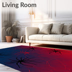 Gothic Red Blue Spider Web Rug