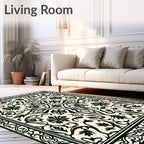 Elaborate Floral Scrollwork Pattern Rug