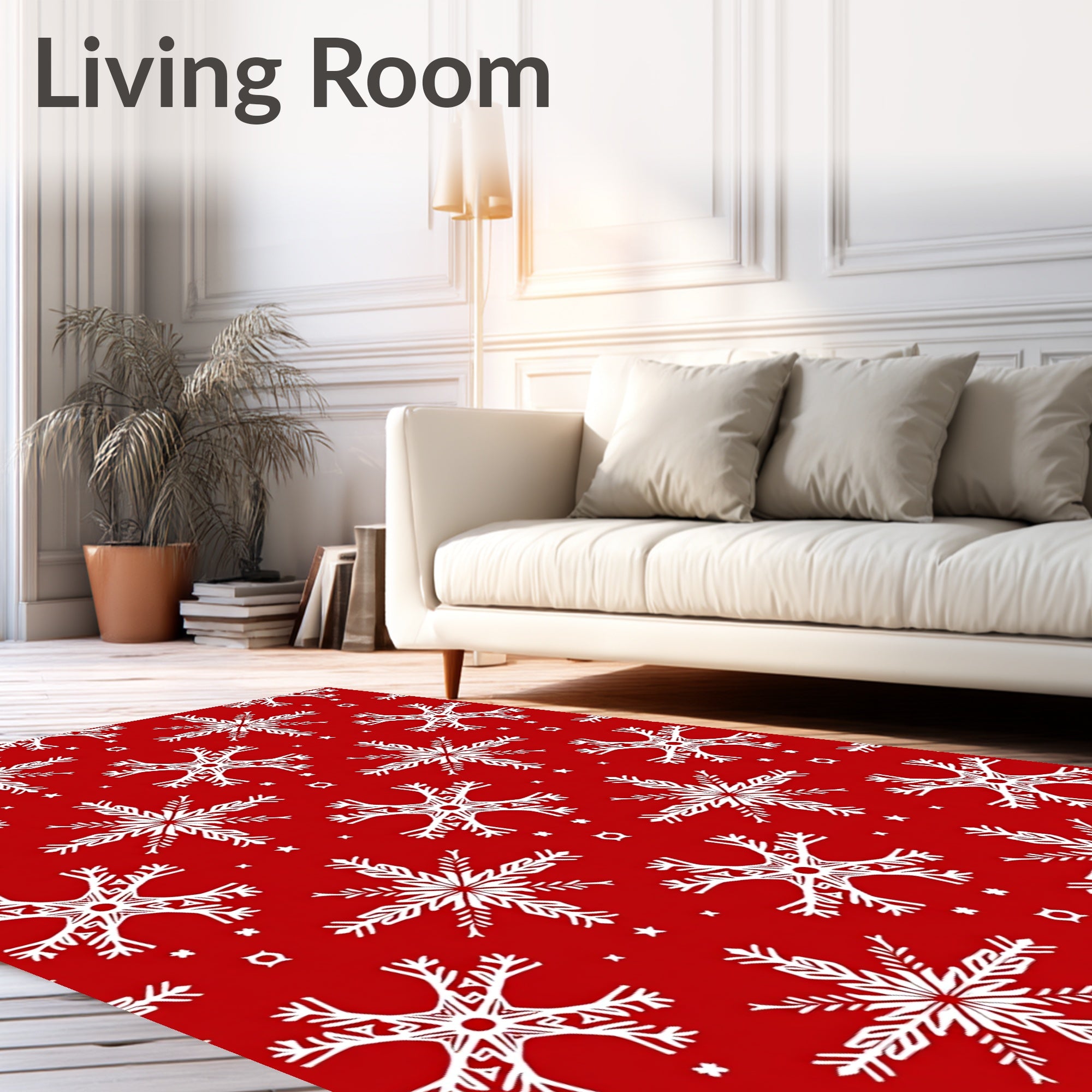 Red And White Snowflake Pattern Rug