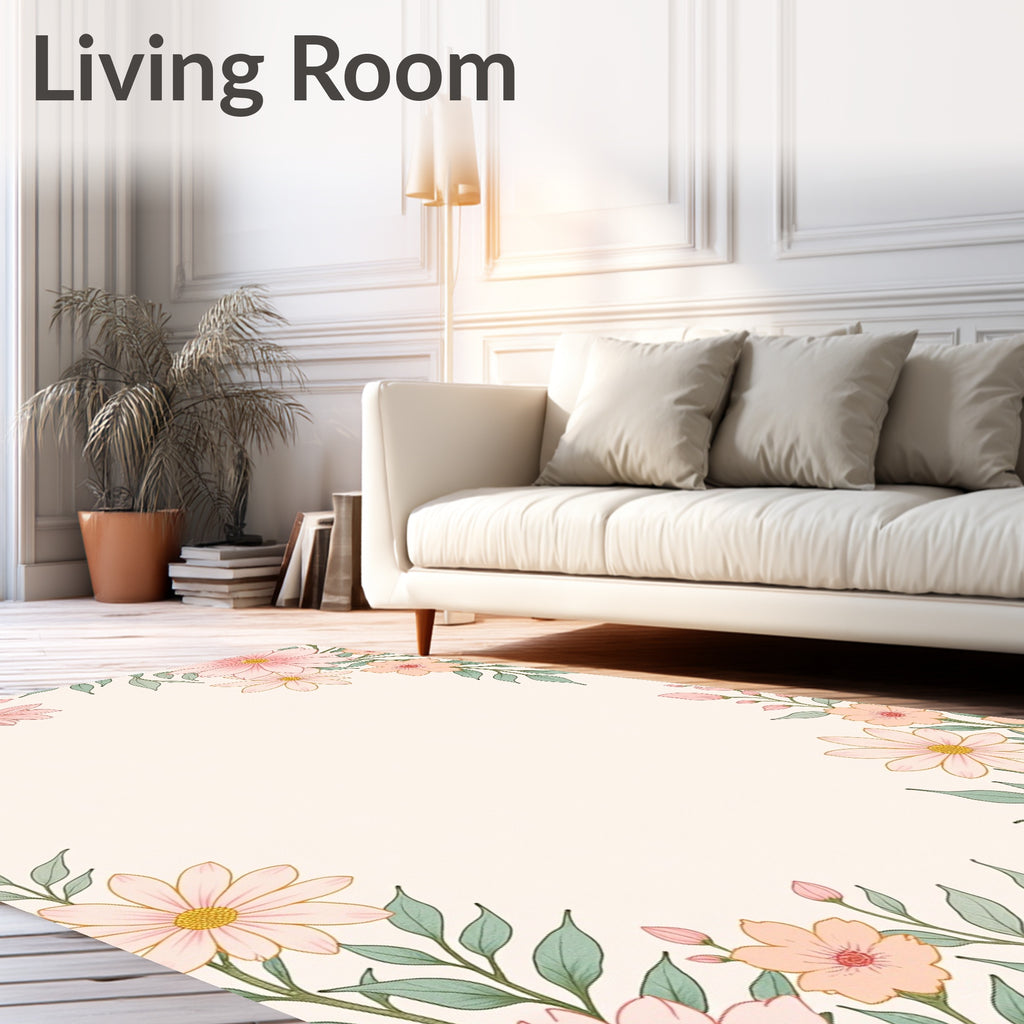 Delicate Floral Border Design Rug