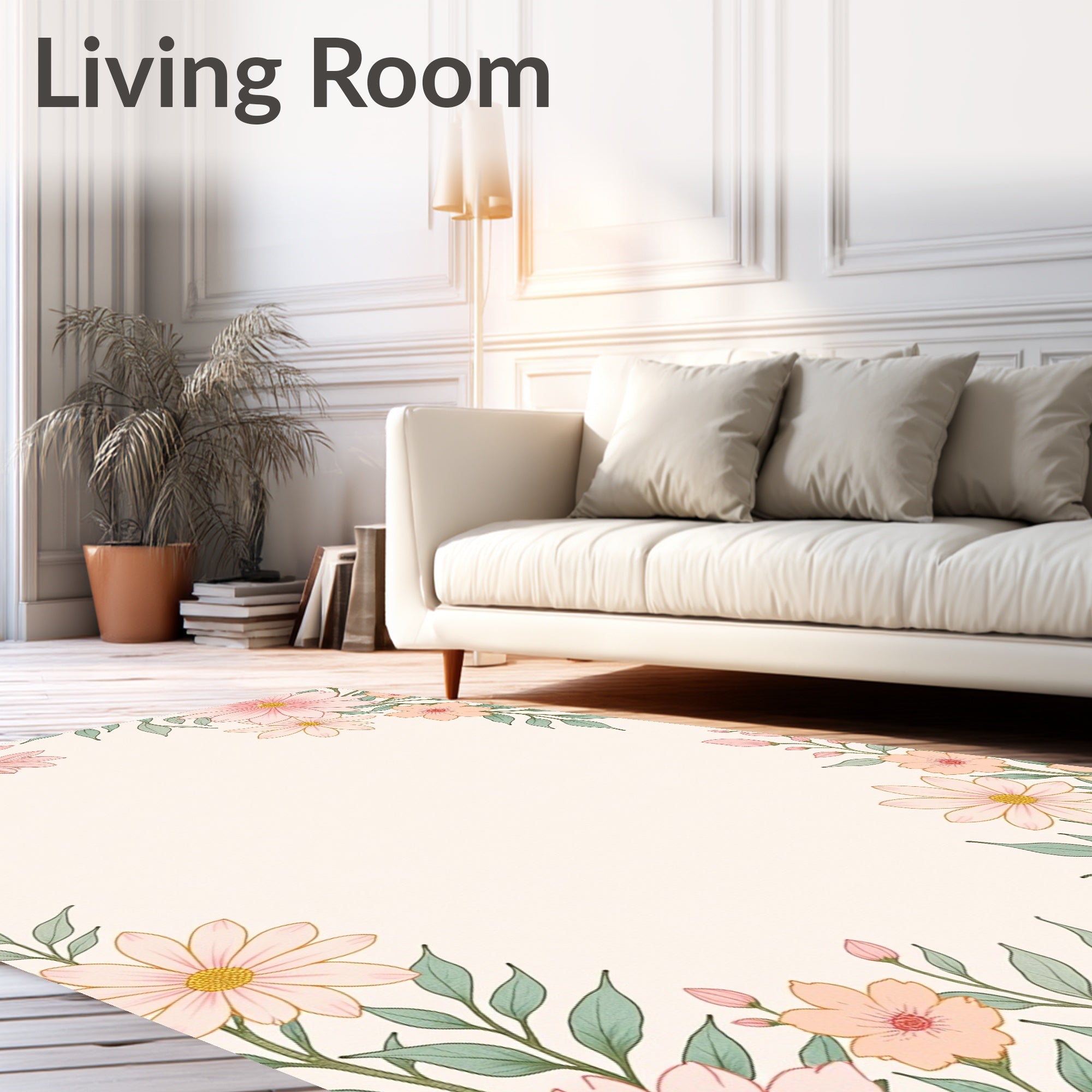 Delicate Floral Border Design Rug
