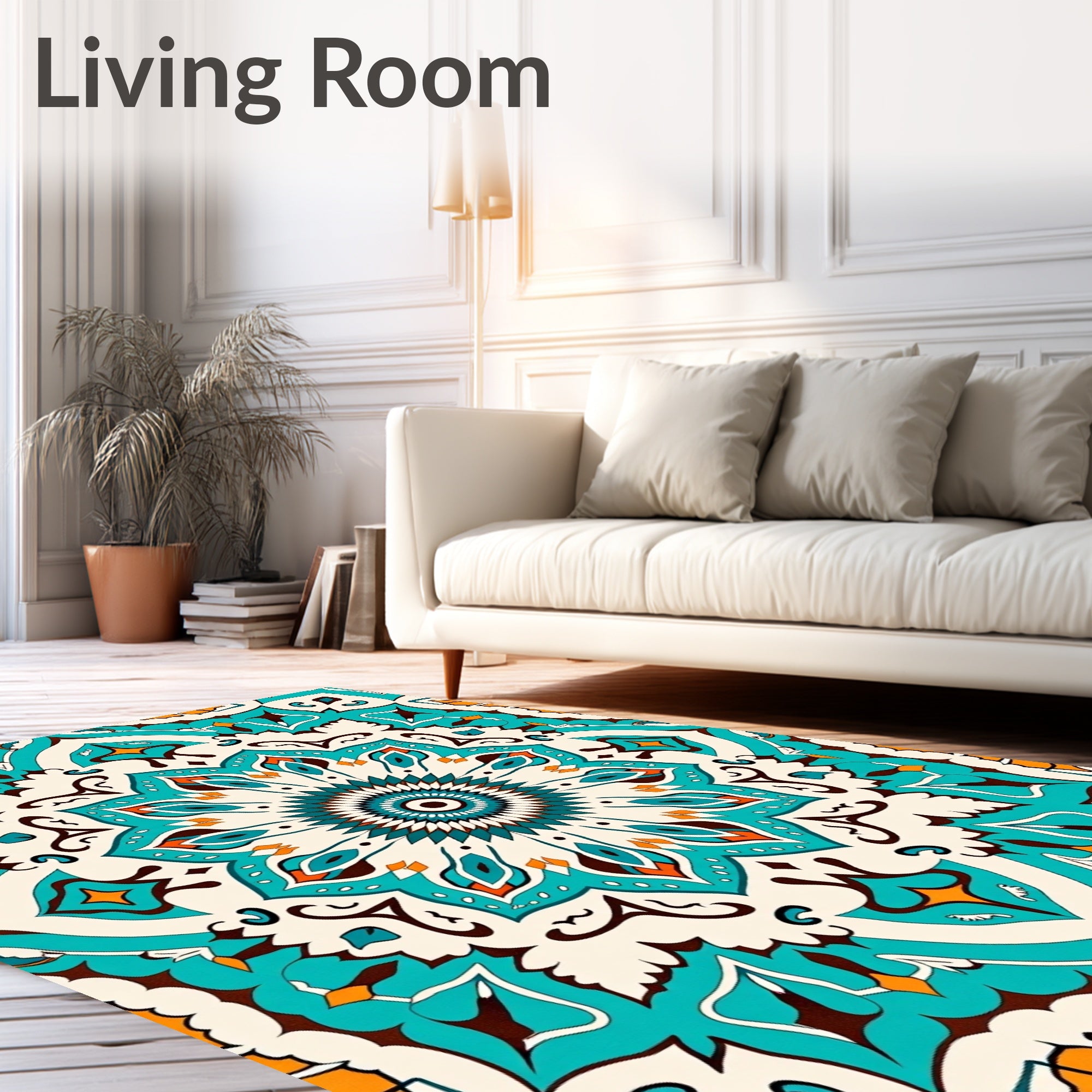 Mandala Style Bright Geometric Pattern Rug