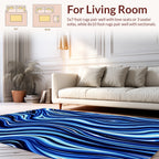 Navy Blue Wavy Swirl Rug