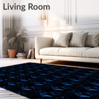 Deep Blue Glossy Diamond Pattern Rug