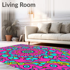 Vibrant Psychedelic Mandala Pattern Rug