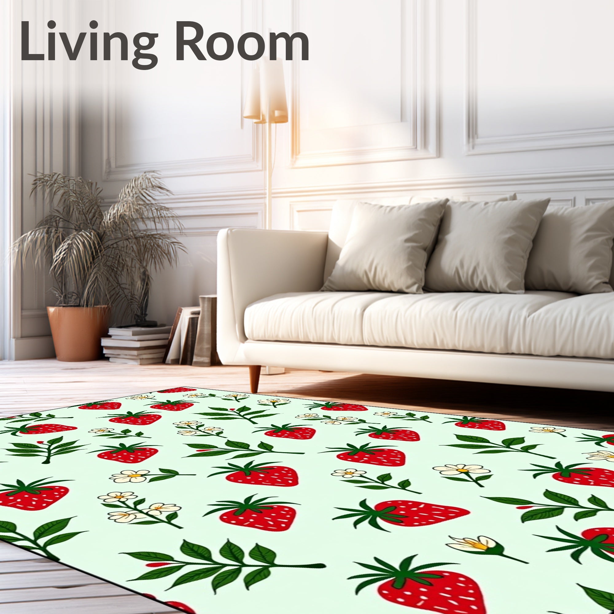 Sweet Strawberry Flower Pattern Design Rug