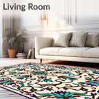 Ornate Floral Vine Medallion Pattern Rug