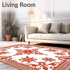Vintage Floral Medallion Red Pattern Rug