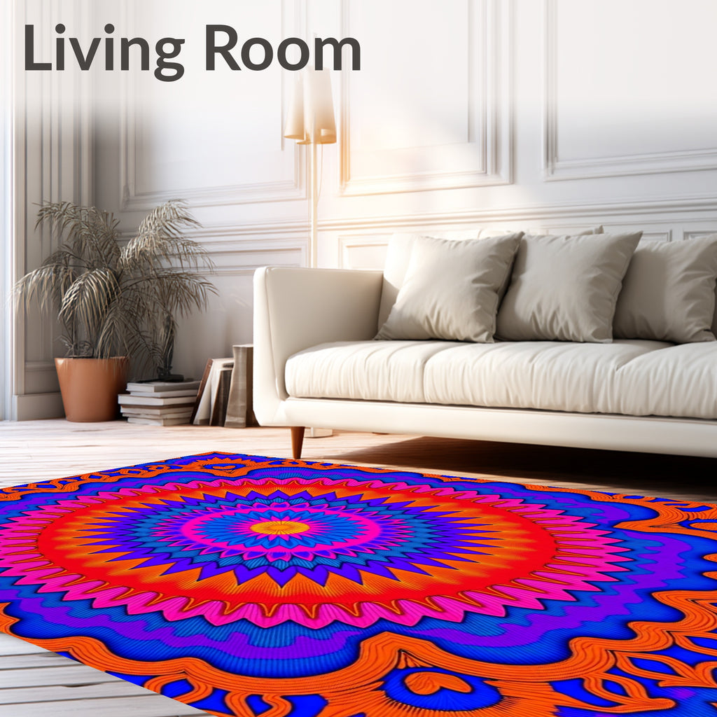 Vibrant Radial Floral Pattern Rug