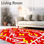 Bold Red Yellow White Lightning Pattern Rug
