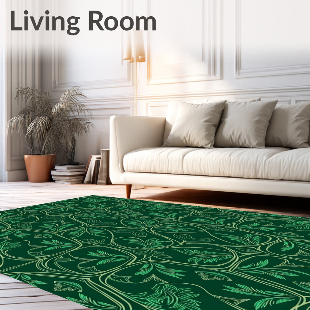 Emerald Forest Vines Pattern Rug