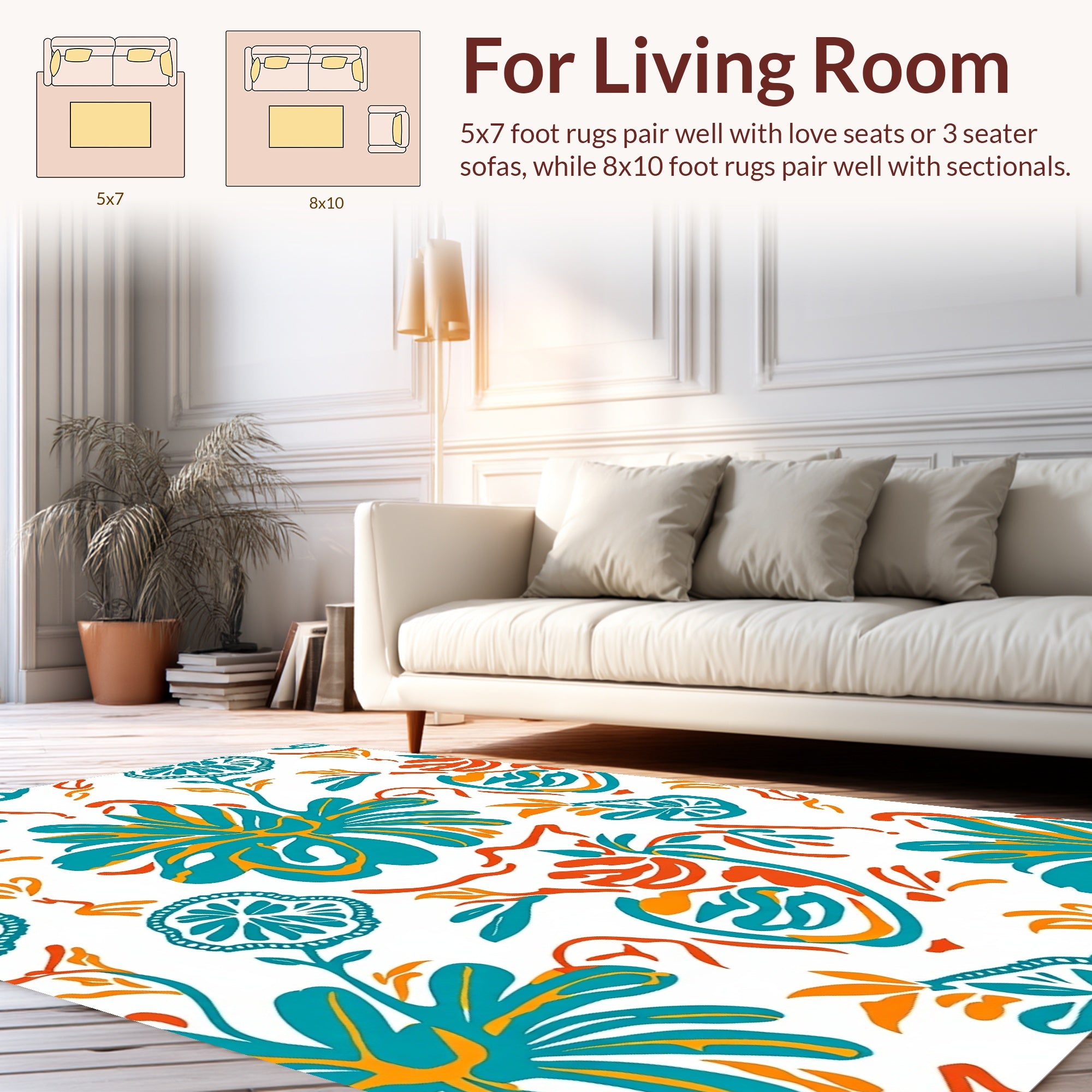 Tropical Floral Wave Pattern Rug