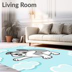 Cute Puppy Among the Clouds Design Rug