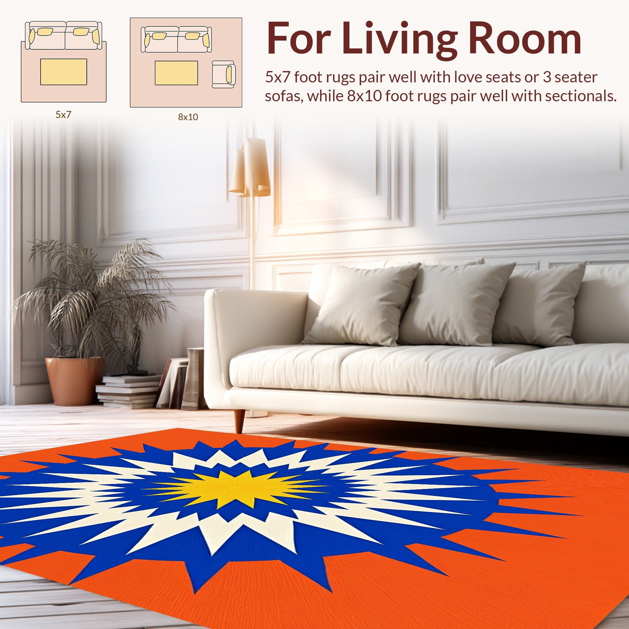 Explosive Sunburst Geometric Design Rug