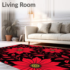 Bold Red Floral Vine Pattern Rug