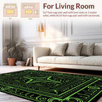 Neon Green Abstract Star Mandala Design Rug