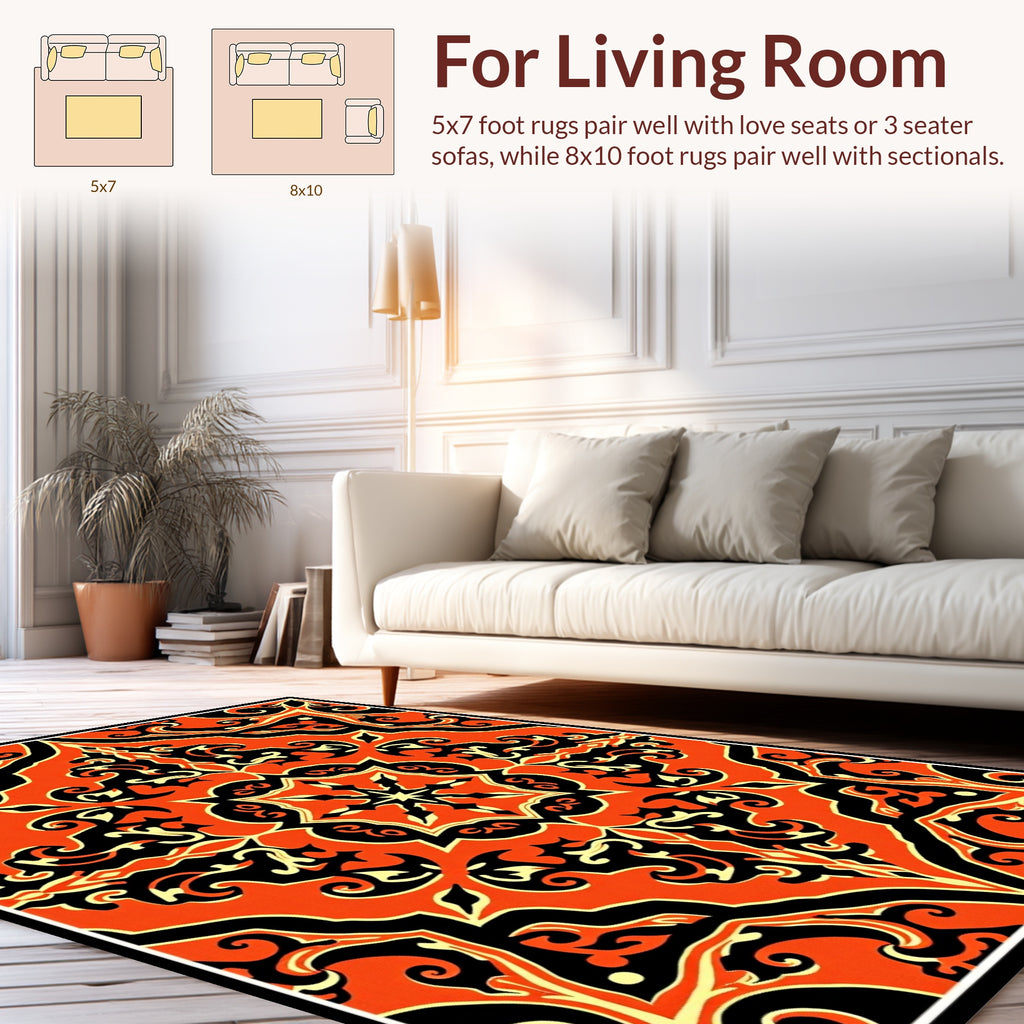 Bold Tribal Flame Pattern Rug
