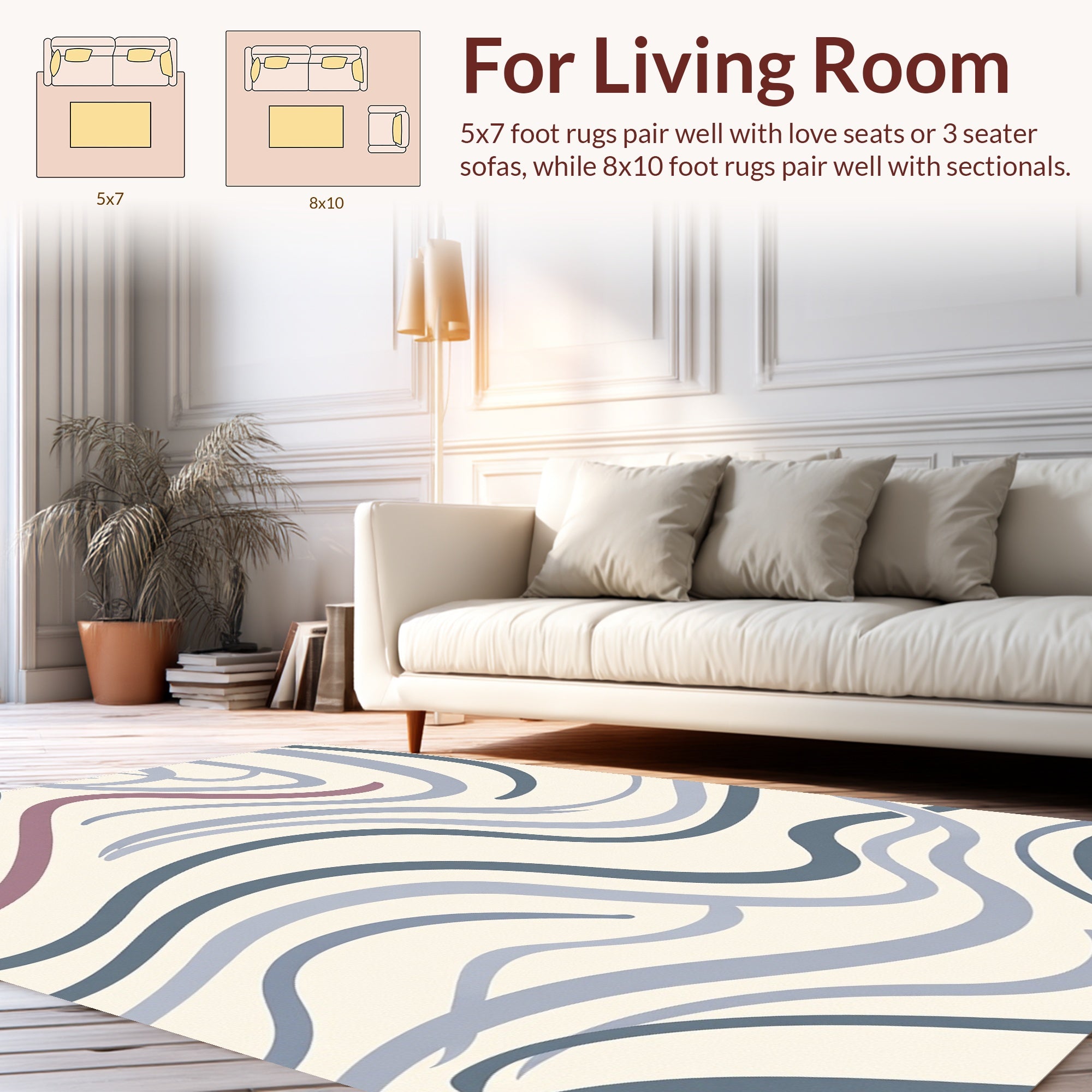 Wavy Abstract Lines Pattern Rug