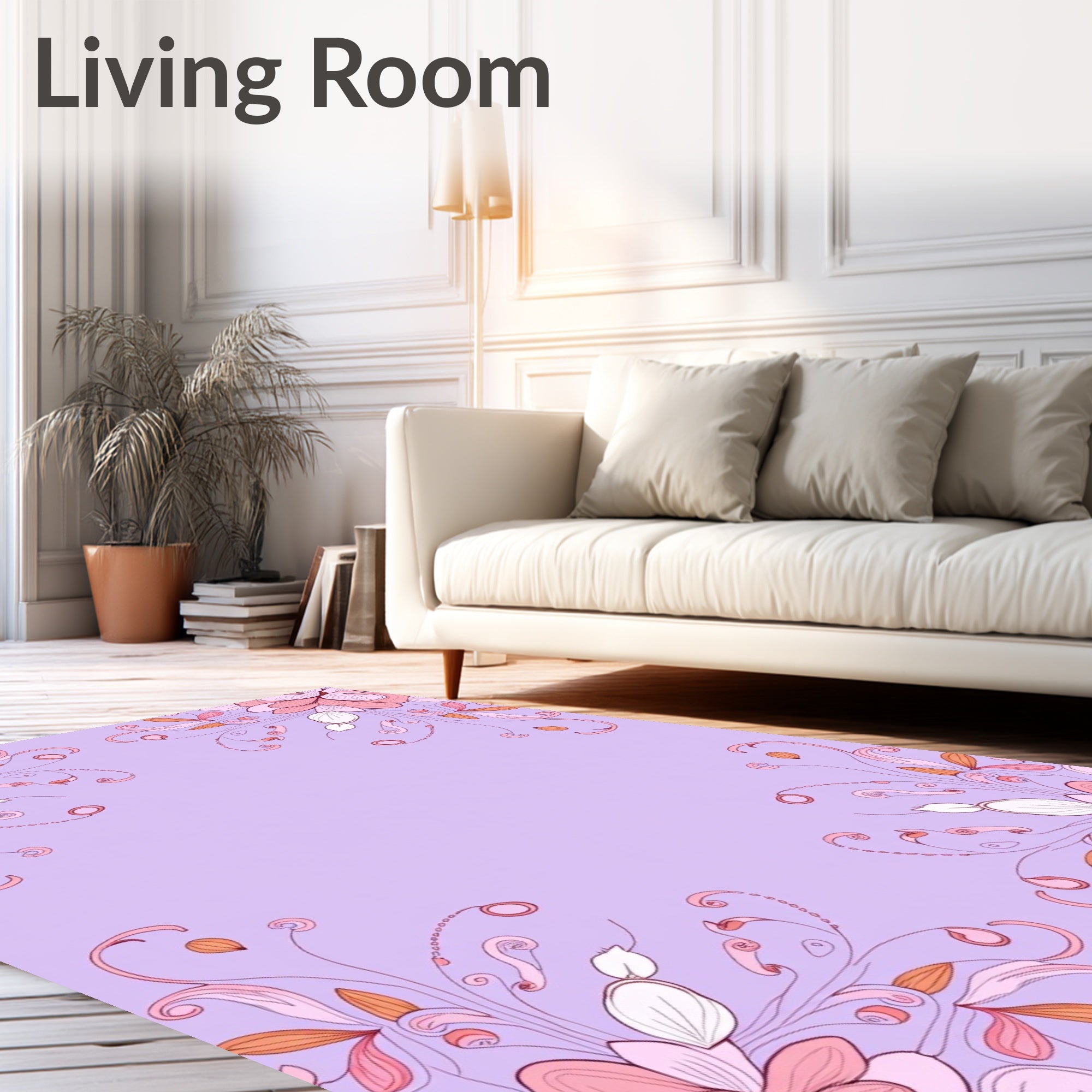 Floral Swirls Pastel Pattern Rug