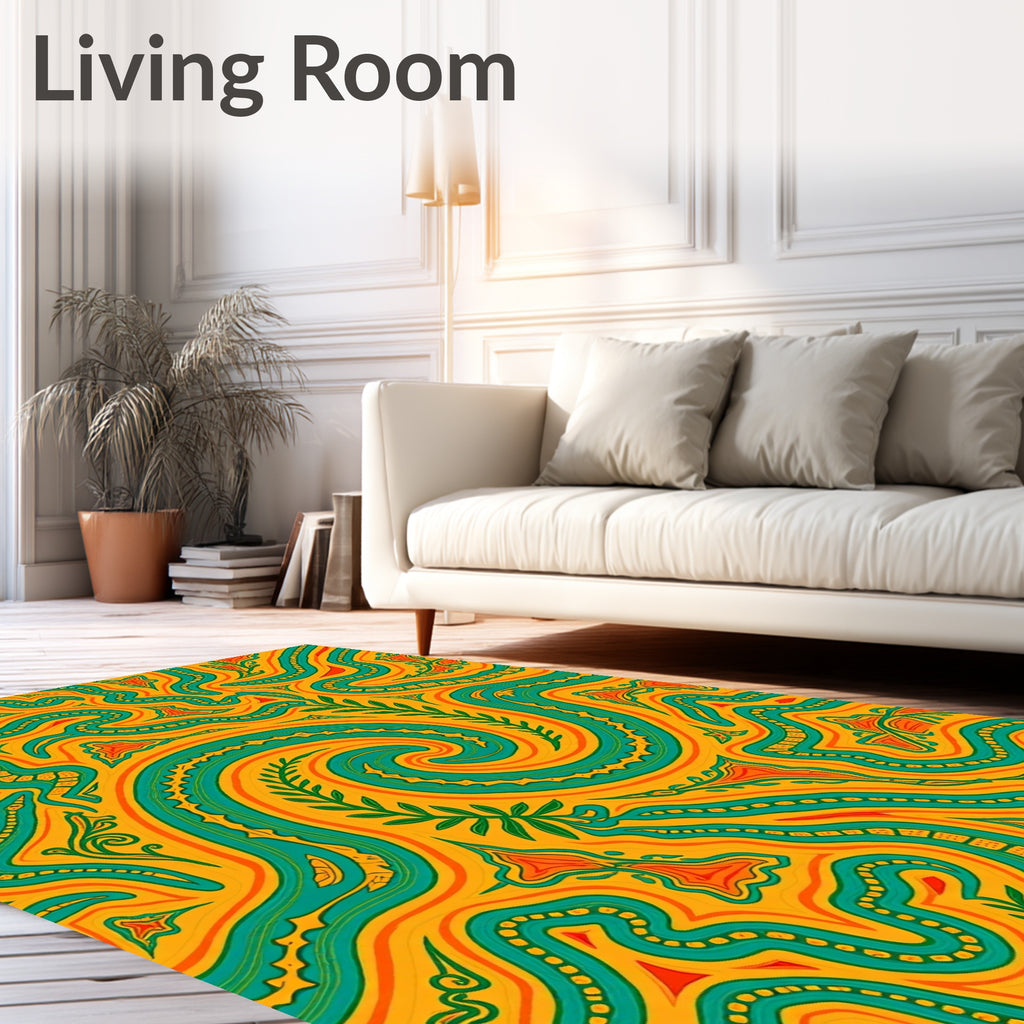 Vibrant Swirls Floral Pattern Design Rug