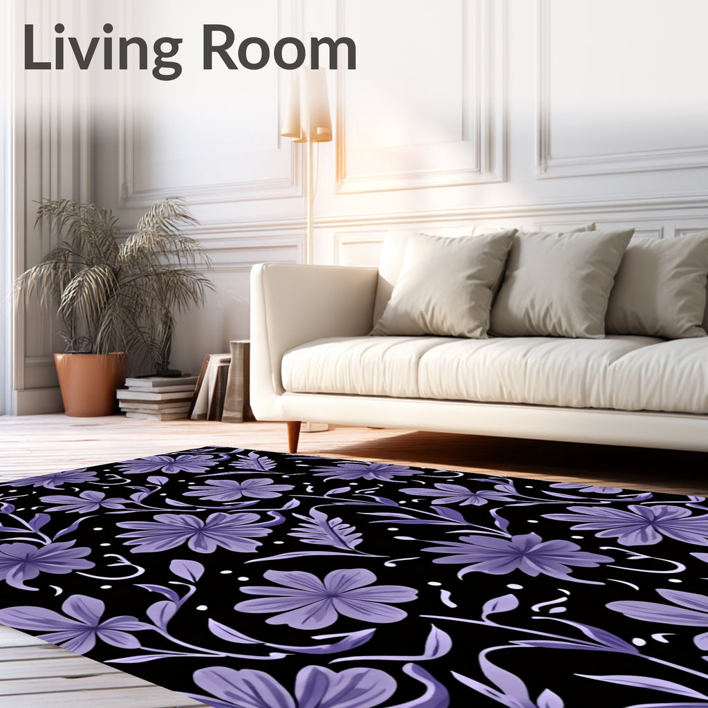 Bold Purple Floral Vines Rug