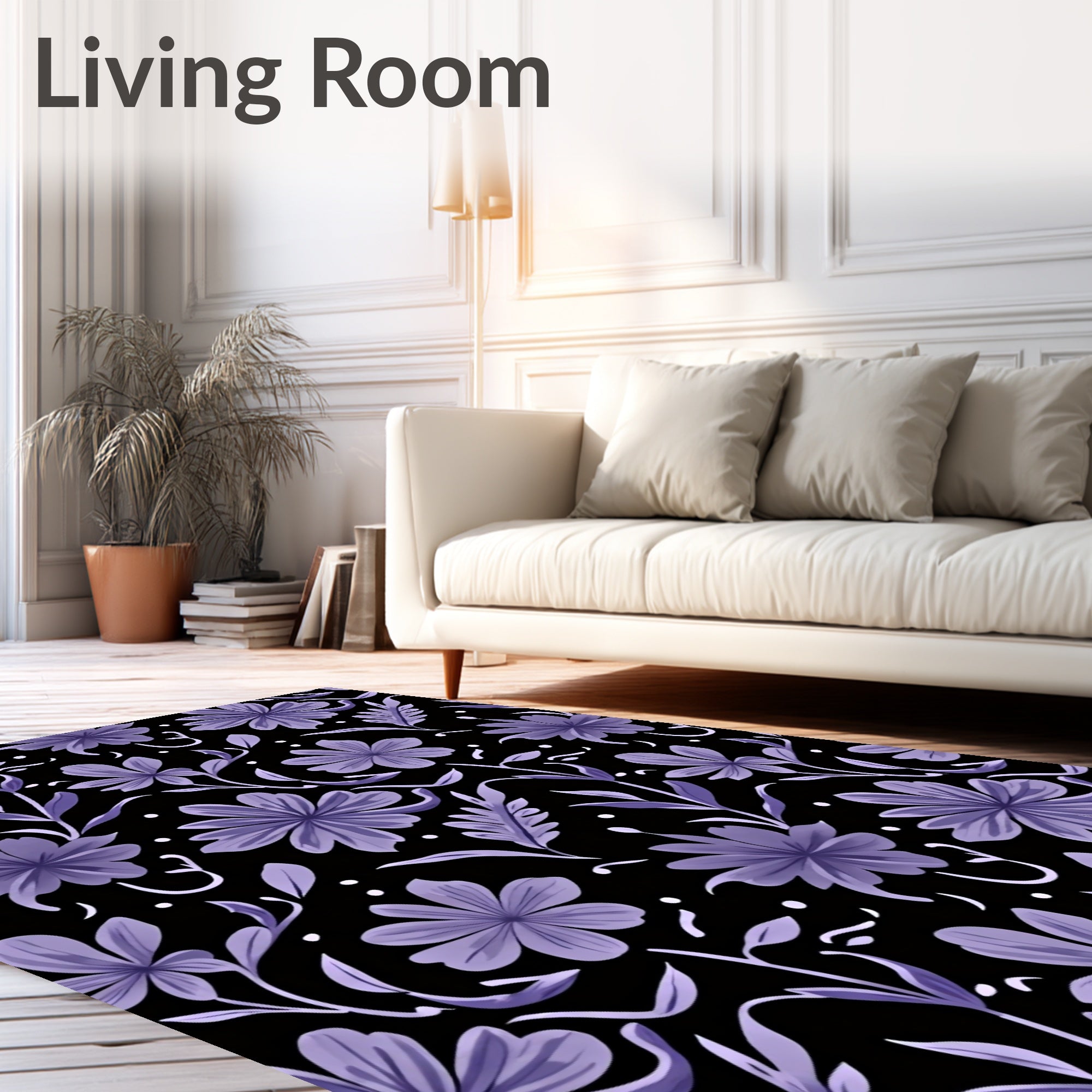Bold Purple Floral Vines Rug