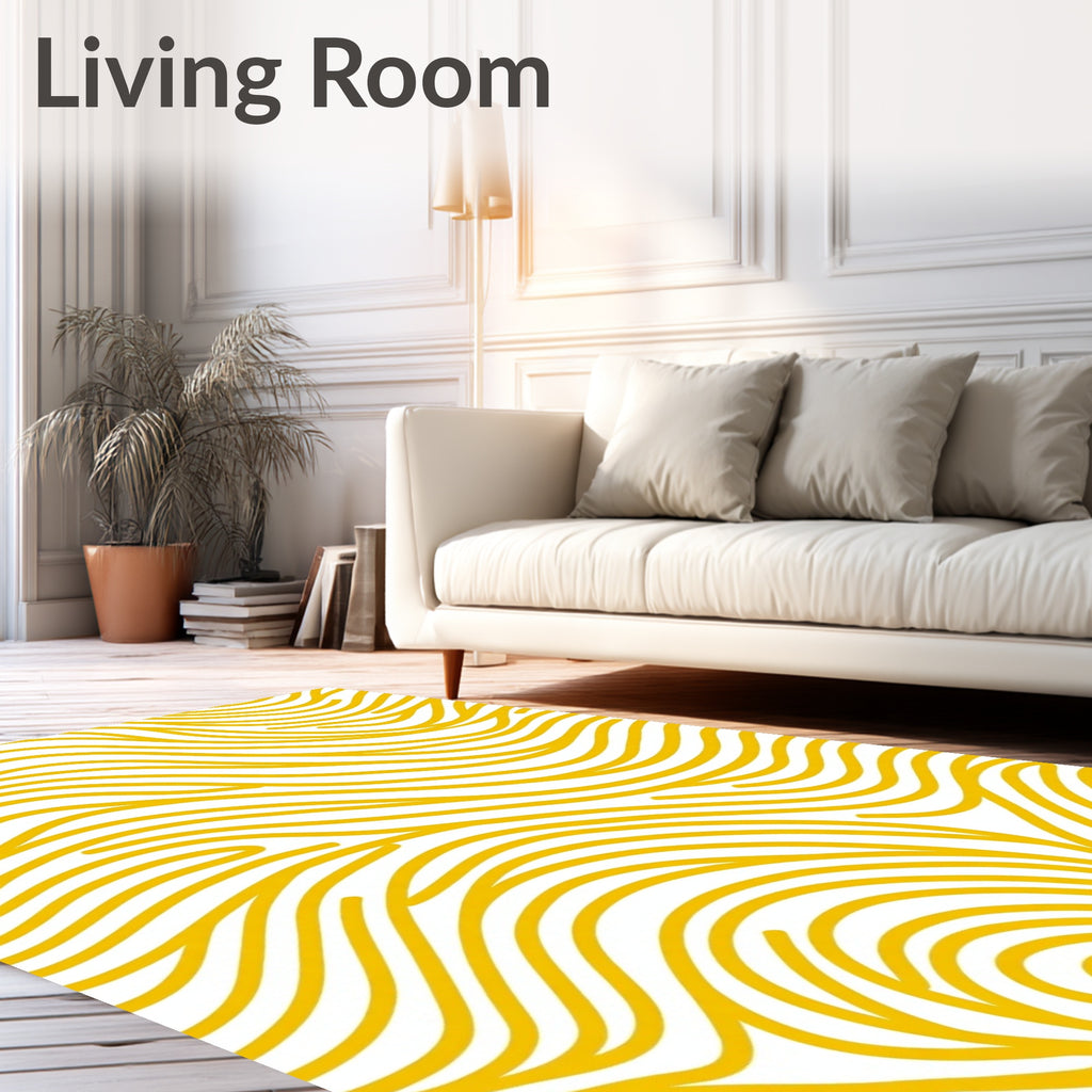 Golden Swirls Abstract Pattern Rug