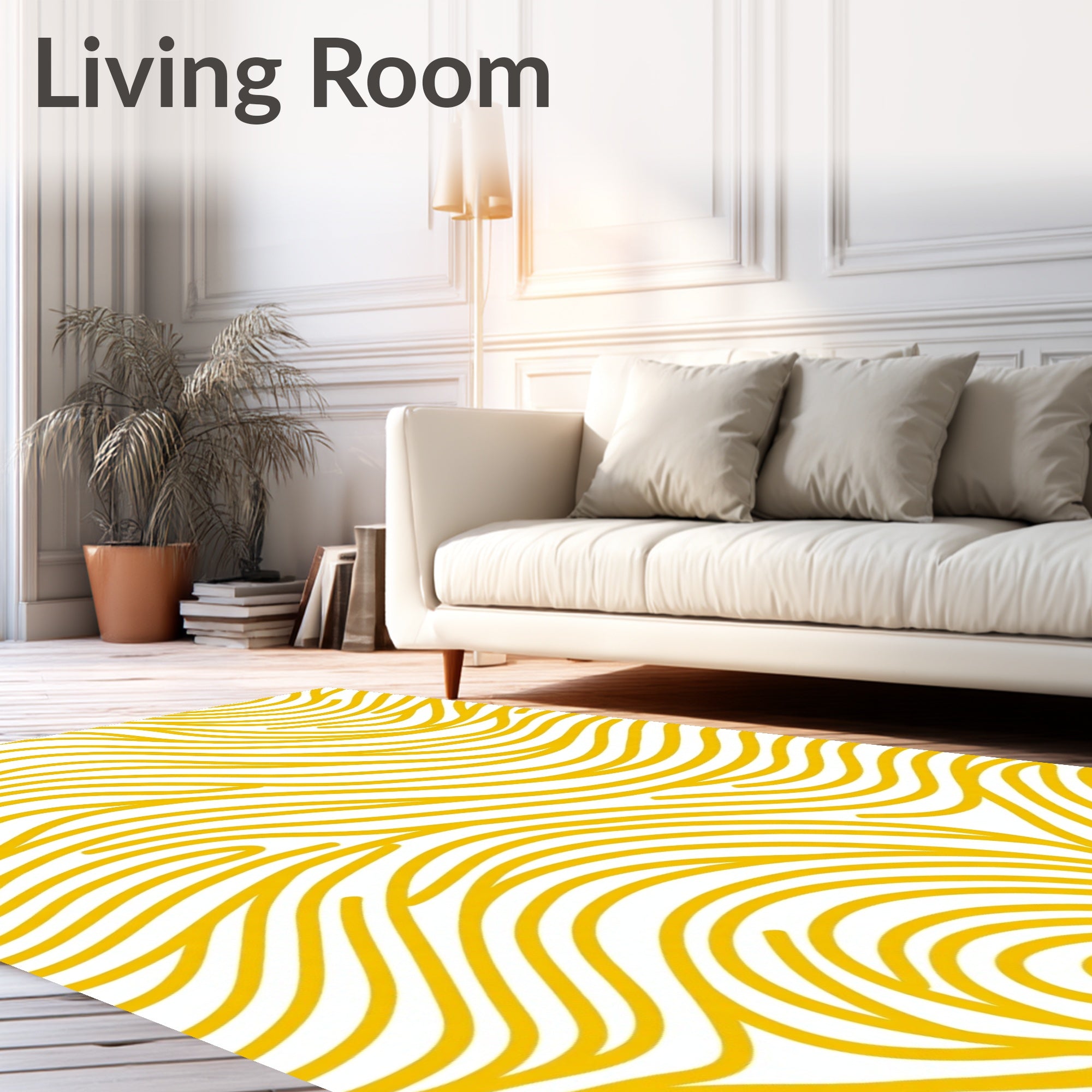 Golden Swirls Abstract Pattern Rug