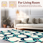 Abstract Teal Navy Link Pattern Rug