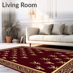Regal Gold Deer Motif Pattern Rug