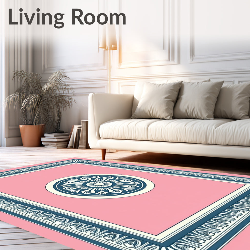 Framed Floral Medallion Pattern Rug
