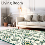 Elegant Teal Floral Pattern Medallion Rug