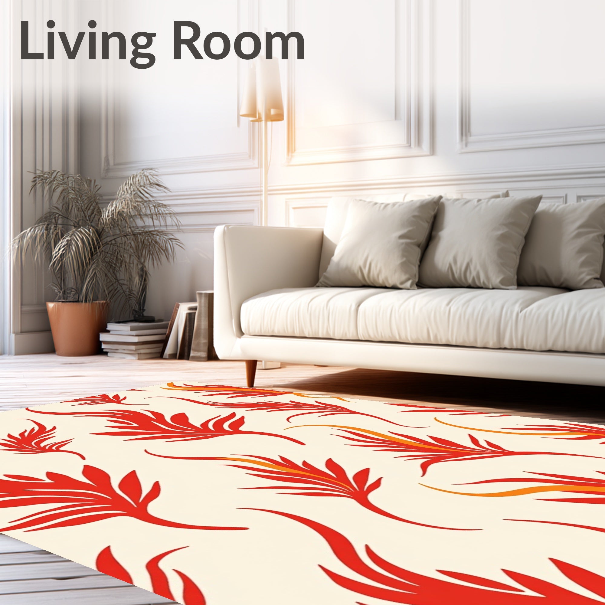 Flames Pattern On Cream Background Rug