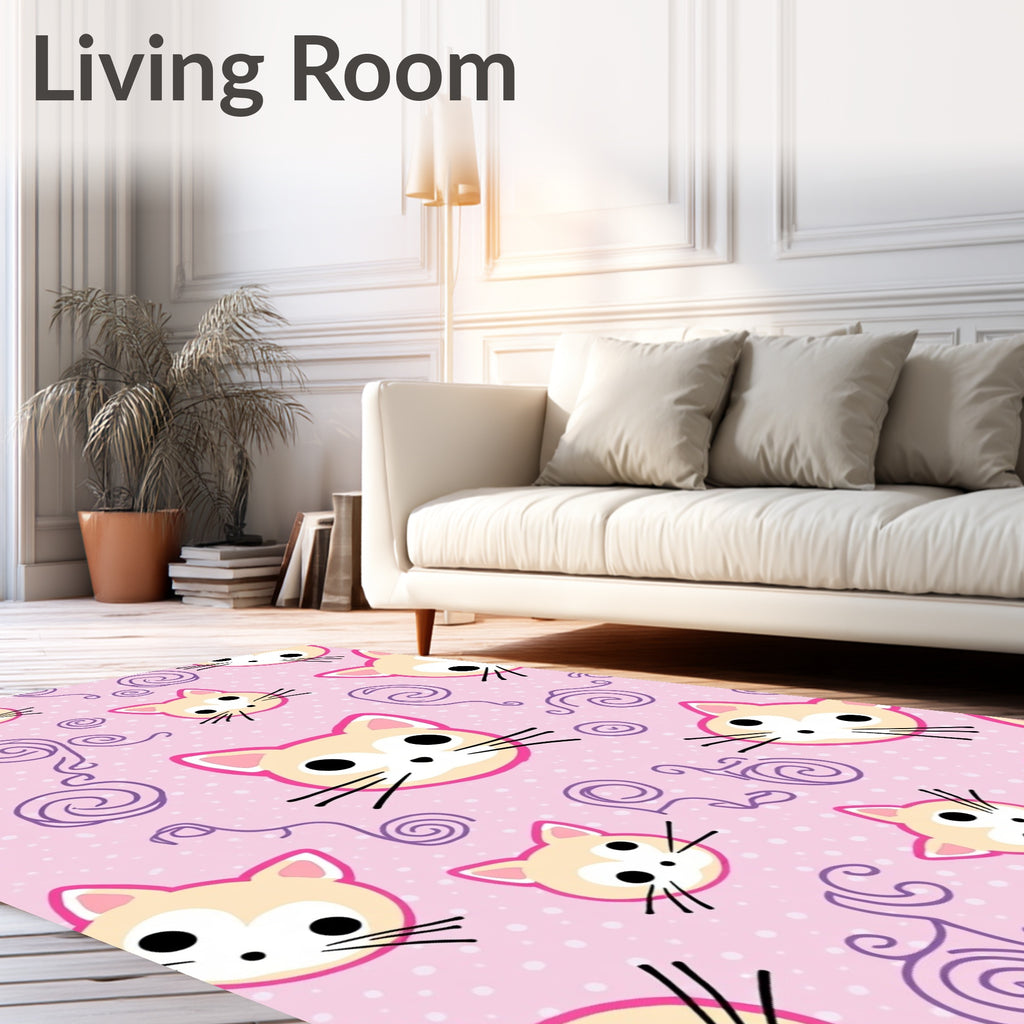 Cute Cat Swirl Pattern Rug