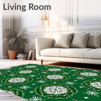 Emerald White Floral Medallion Mandala Rug