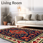 Rich Red Floral Vine Accent Rug